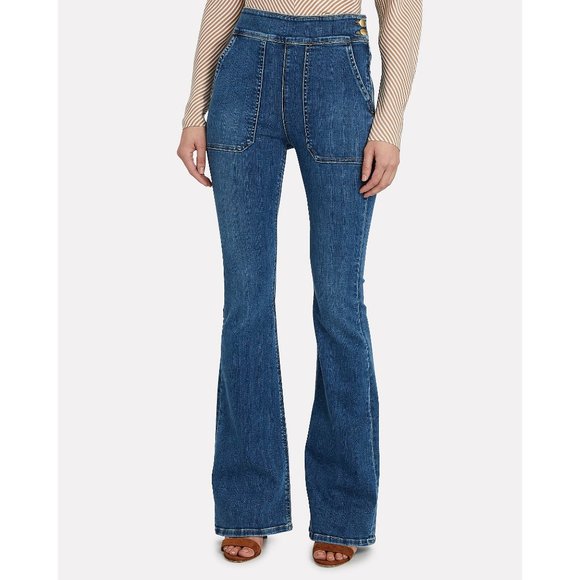 Frame Denim Le Francoise Flare Jeans High Waisted Full Length Long Bell Bottoms - Picture 3 of 15